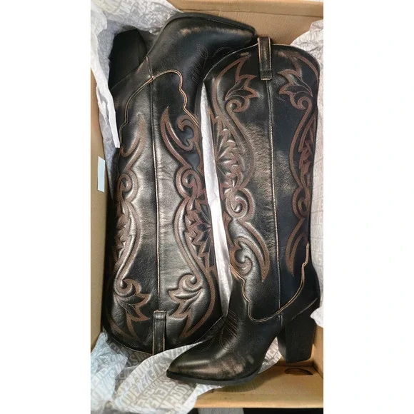 Steve Madden Lasso Western Leather High Boot Womens Size 9 Brown Distressed - Picture 7 of 10